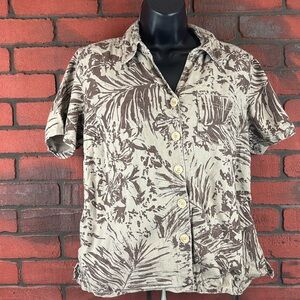 Erika Shirt Womans Large Petite‎ Linen Blend Button Down